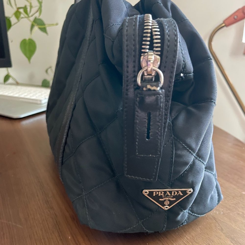 Authentic Vintage Prada Black Quilted Canvas Tote Bag